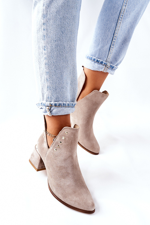 Women's Suede Boots With Cut outs Lewski Cappuccino 3074/B