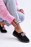 Women's Slip-On Sneakers with Stones Black Simple