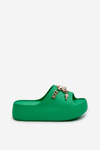 Damskie Klapki Lekkie Piankowe Z Ozdobami Zielone Orchia