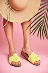 Women's Flip Flops On Cork Bowtie Yellow Neon Felis