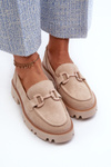 Women's Beige Suede Moccasins with Ornament D&A TW117 Beige