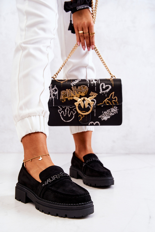 Suede Loafers Letters La.Fi 210001B-SU Black