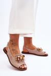 Suede Flat Sandals Nicole 2805/042 Beige