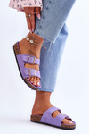 Women's Sandals On Cork Platform With Stripes Violet Doretta