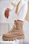 Suede Warm Lace Up Boots Beige Elisabeth