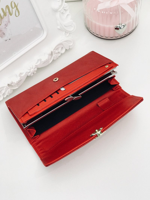 Large Ladies Red Wallet with Heart