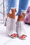 Women's Stiletto Sandals Openwork with Rhinestones Silver Hendrix