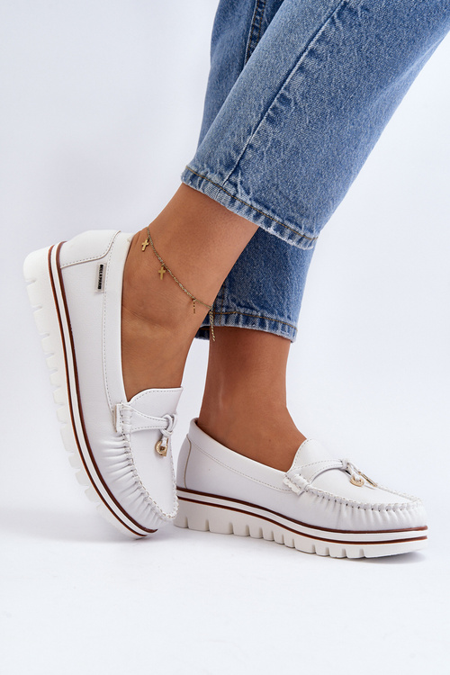 Women's White Platform Moccasins Railav