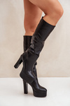Knee High Heels And Platform Made Of Eco Leather Black Felilorn