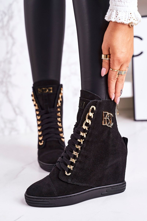 Women’s Suede Wedge Sneakers BOOCI 2222/066/z Golden Chain Black