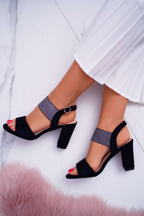 Sandały Damskie Na Słupku Sergio Leone SK857 Czarne Nargos