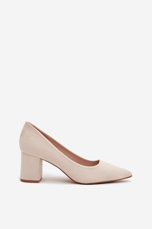 Women's Pumps with Pointed Toes on Block Heel Beige Pavira