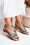 Elegant Sandals With Floral Pattern Green Brooke