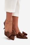 High heels with open heels and bow Brown Eklevia