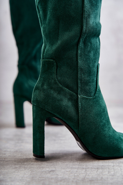 Kozaki Damskie Słupek Do Kolana Zielone Truly Love