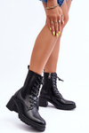 Women's Leather Boots On Heel Black Esnar