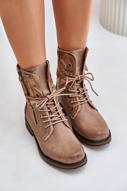 Women's Insulated Work Boots with Zipper Dark Beige Liletta