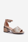 Women's sandals with heels made of eco leather in gold Horissa