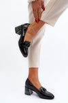 Black Patent Leather Pumps with Chain Paliotte