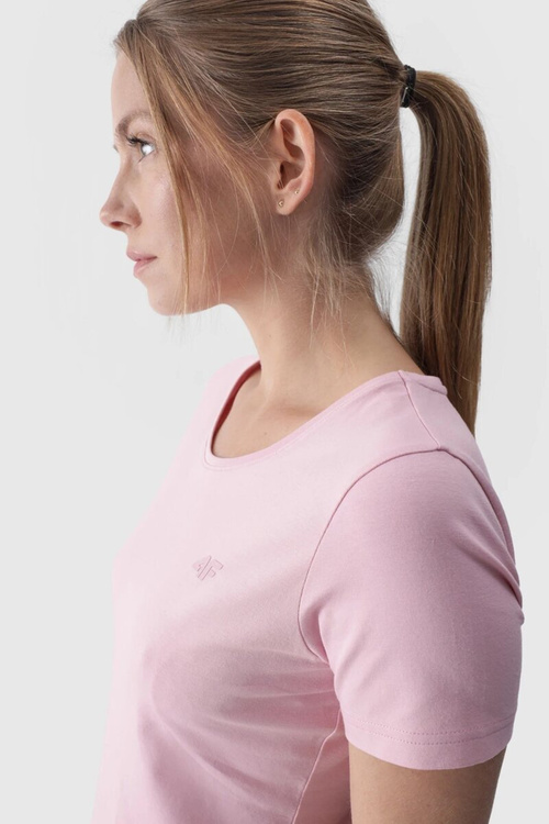 Women's Plain T-Shirt With Logo Pink 4F 4FWMM00TTSHF1845-56S