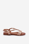 Women's Flat Sandals with Straps S.Barski KV27-010 Beige-Gold