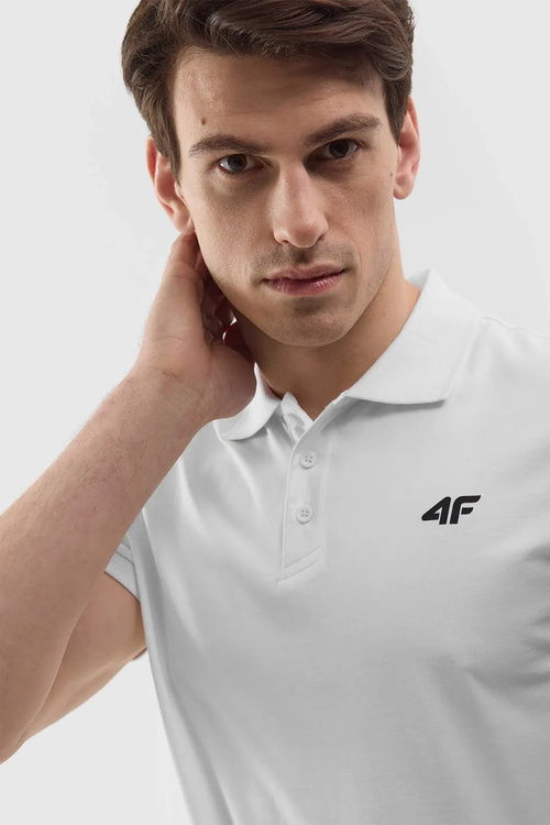 Men's Regular Polo Shirt With Logo 4F White 4FWMM00TPTSM316-10S