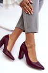 Leather Sandals On Heel Laura Messi 2624/228 Burgundy