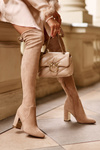 Classic Suede Thigh High Boots Beige Clarissa