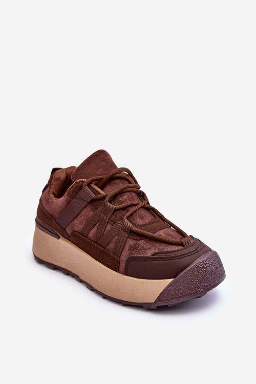 Women's Suede Sport Shoes on Platform Brown Rohan