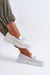 White Women's Leather Moccasins with Platform S.Barski LR720