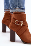 Suede Ankle Boots with Buckle Detail Camel Eftane