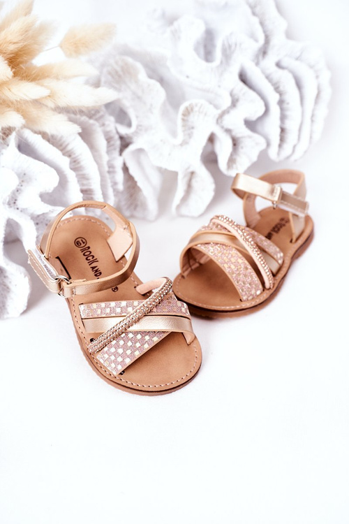 Children's Sandals With Sequins Gold Becky