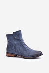 Warm Women's Ankle Boots on Flat Heel Blue Labise