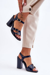Lacquered Heeled Sandals S.Barski 80-3 Navy 