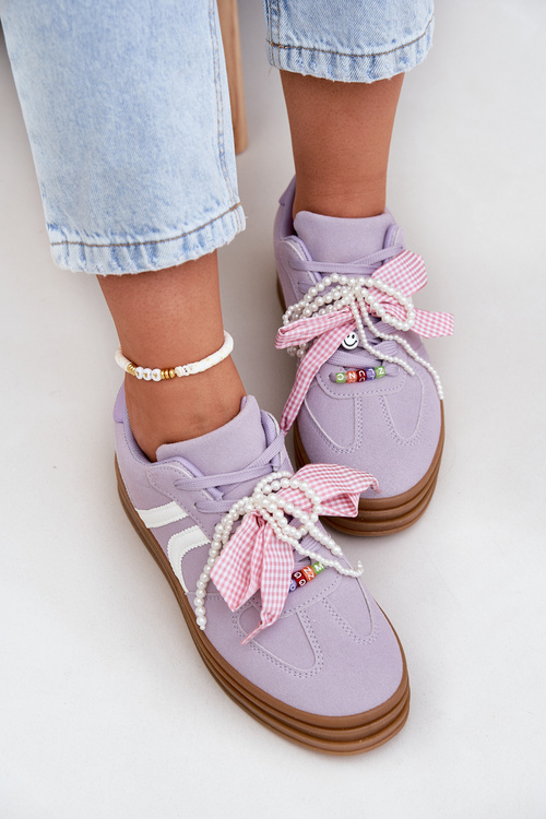 Women's Platform Sneakers With Decorations Purple Vinness
