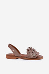 Leather Sandals On Flat Heel Dark Beige Zazoo 40425