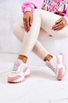 Sportowe Buty Sneakersy Różowo-Białe Revenge