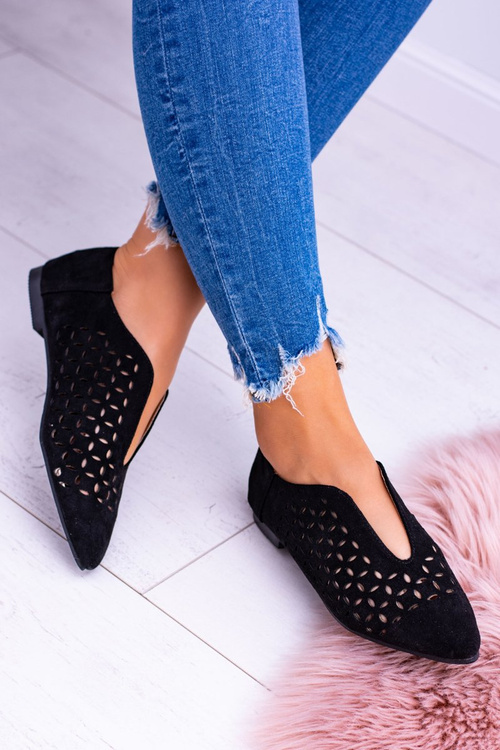 Lu Boo Black Suede Women's Slip-on Half Shoes Synthia