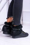 Lu Boo Czarne Botki z Naturalnym Futrem Gisele