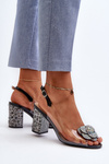Transparent sandals on a stiletto with decorations S.Barski MR38-356 Black