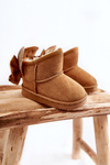 Girls' Warm Snow Boots With Bows Camel Meriva