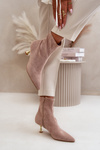 Women's Stiletto Boots Eco Suede With Pointed Toes Beige Irithare