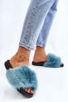 Women's Fur Slides Turquoise Kennet
