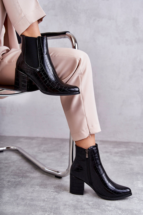 Snake Leather Booties La.Fi 260038B-XC Black