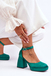 Fashionable Pumps On Massive Heels Green Sandia