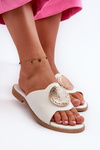 Women's Flat Sandals with Embellishment White Rivashea