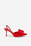 Red High Heels With Open Heels And Bow Eklevia