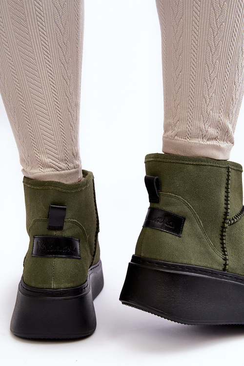 Śniegowce Damskie Zamsz Oliwkowe Maciejka 06257-24