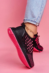 Damskie Sportowe Obuwie Sneakersy Big Star Czarne Fuksja FF274964