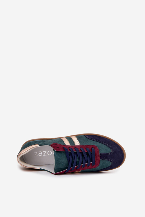 Zazoo N1068 Suede Low Sneakers Women's Bottle Green